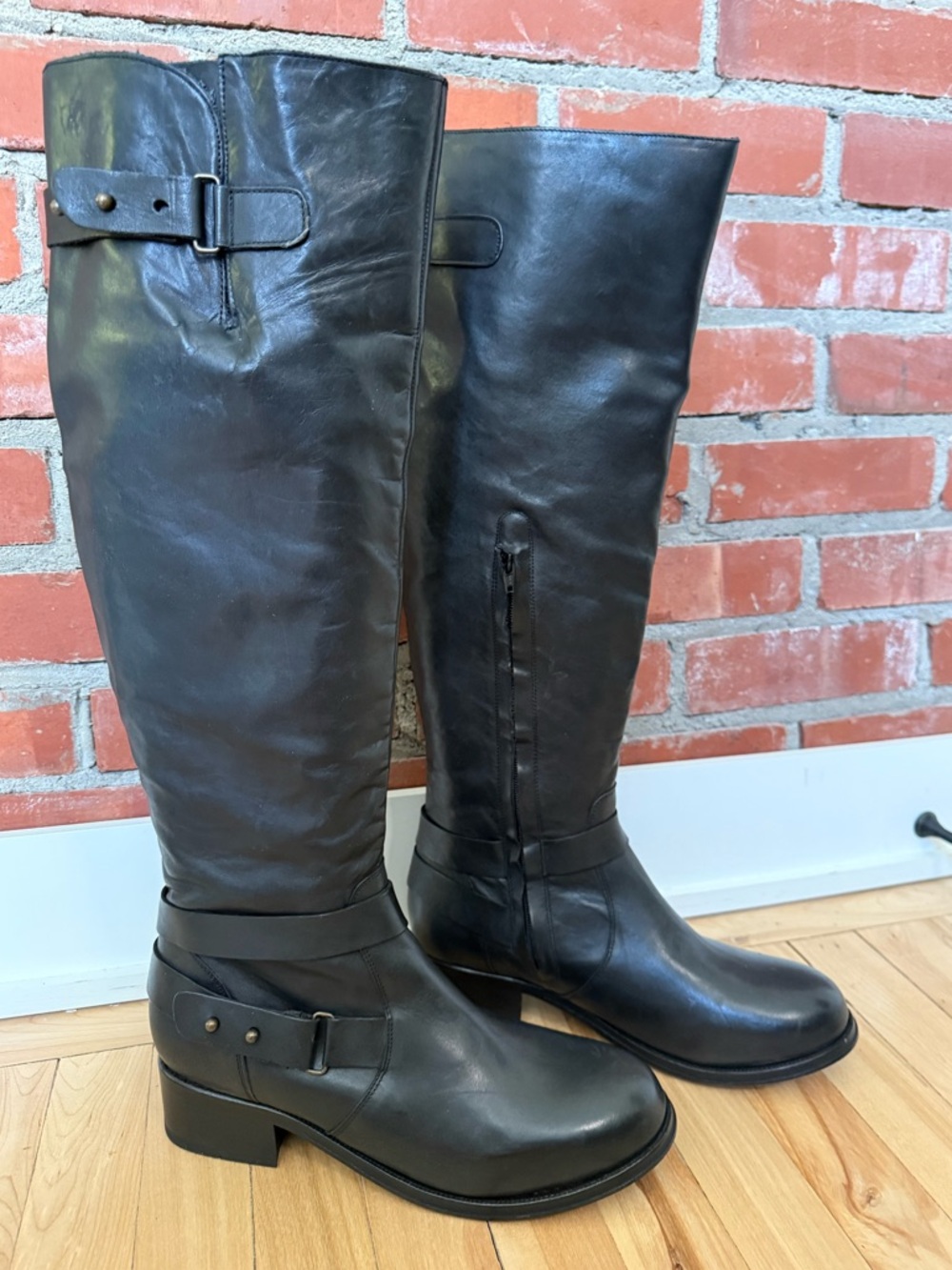 Black Leather Boots ladies size 12
